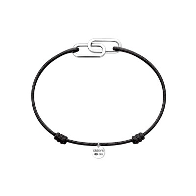 Bracelet Gresy's Comme Papa en argent poli - Noir