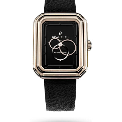 Montre BeauBleu Ecce Figura Onyx bracelet noir grainé