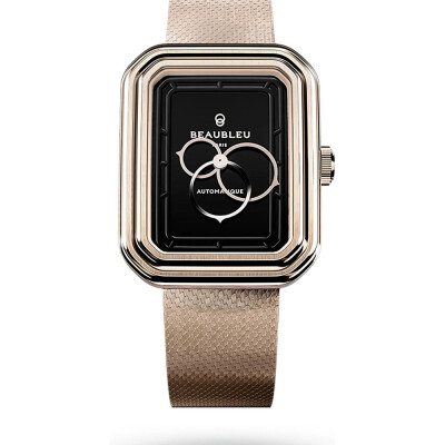 Montre BeauBleu Ecce Figura Onyx bracelet acier or rose