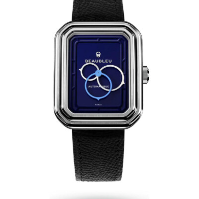 Montre BeauBleu Ecce Figura Smalt bracelet noir grainé