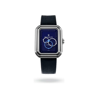 Montre BeauBleu Ecce Figura Smalt bracelet bleu grainé