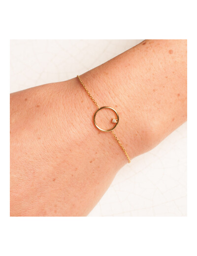 Bracelet Maison Ballet by Scarlett ajouré rond en or jaune 9 carats et diamant