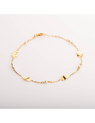 Bracelet Maison Ballet by Scarlett gouttes froissées en or jaune 9 carats et perle de culture d'eau douce
