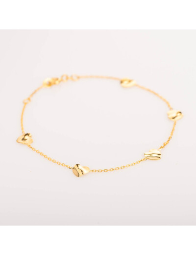 Bracelet Maison Ballet by Scarlett cœurs froissés en or jaune 9 carats