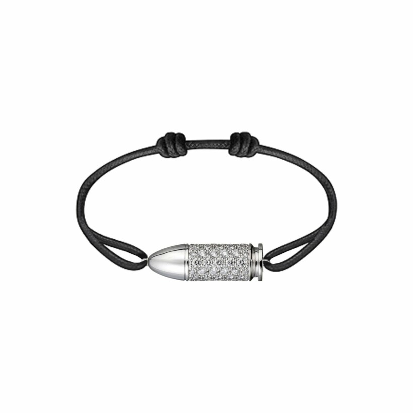 Akillis cord Bang Bang bracelet, white gold, diamond pave