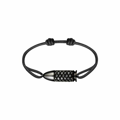 Bracelet Akillis cordon Bang Bang en or noir pavé de diamants noirs