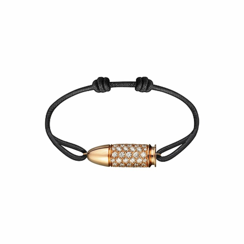 Akillis cord Bang Bang bracelet, rose gold, diamond pave