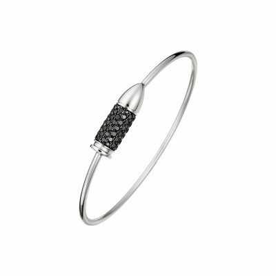 Bracelet Akillis flex fermé aimanté Bang Bang en or blanc rhodié noir pavé de diamants