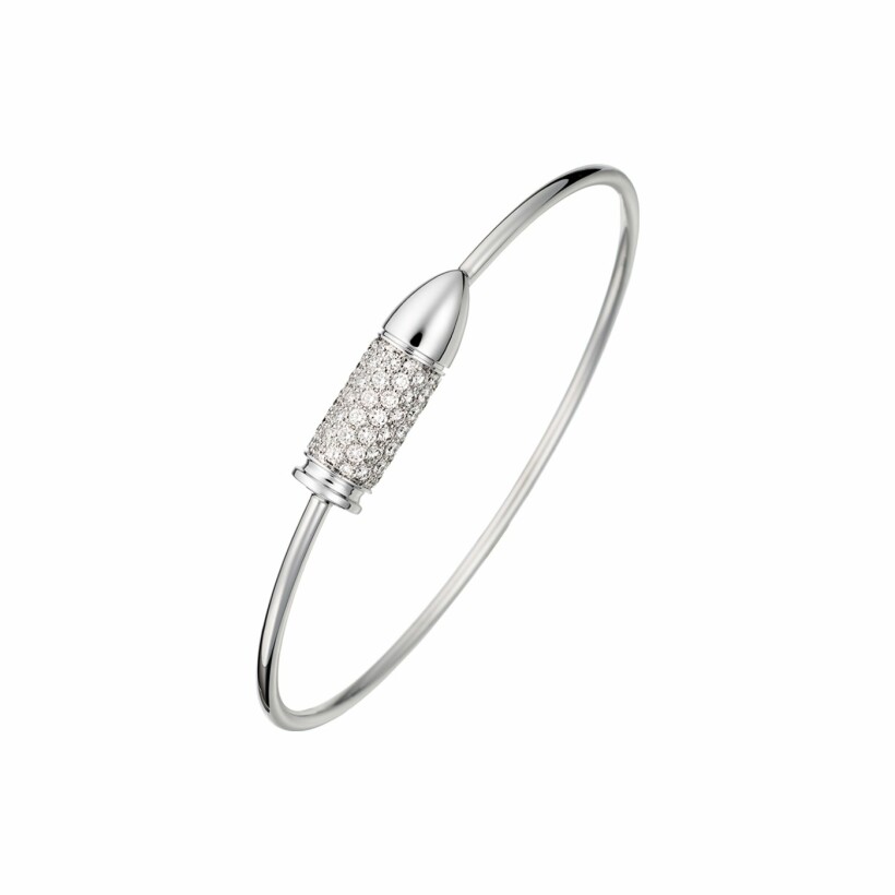 Akillis Bang Bang magnetic clasp bullet bracelet, white gold, diamond pave
