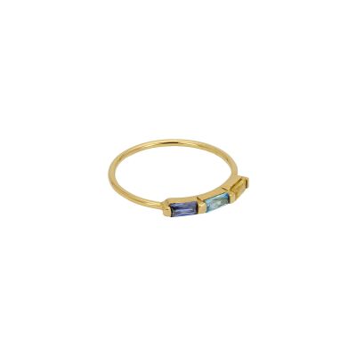 Bague Une A Une Crystal en laiton doré et zircons