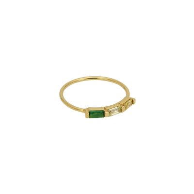Bague Une A Une Crystal en laiton doré et zircons
