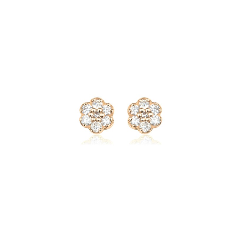 Boucles d'oreilles GINETTE NY DIAMOND LOTUS en or rose et diamants