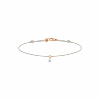 Bracelet sur cordon La Brune & La Blonde BB gris en or rose et diamant de 0.07ct