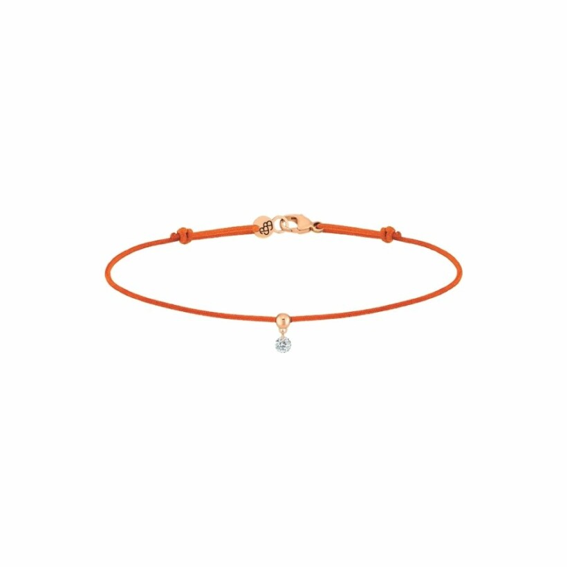 Bracelet sur cordon La Brune & La Blonde BB orange en or rose et diamant de 0.07ct