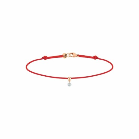 Bracelet sur cordon La Brune & La Blonde BB rouge en or rose et diamant de 0.10ct