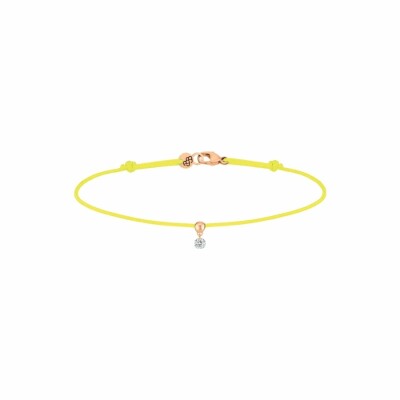 Bracelet sur cordon La Brune & La Blonde BB jaune en or rose et diamant de 0.07ct