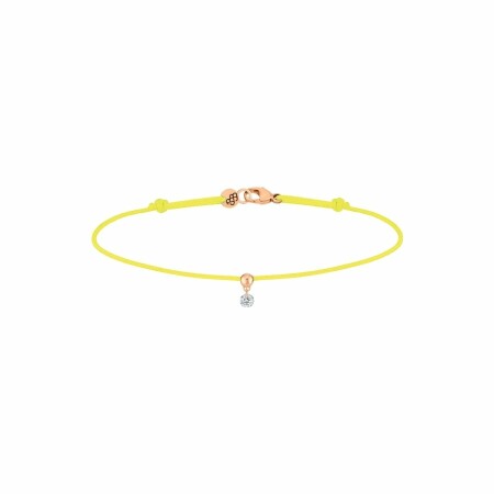 Bracelet sur cordon La Brune & La Blonde BB jaune en or rose et diamant de 0.07ct