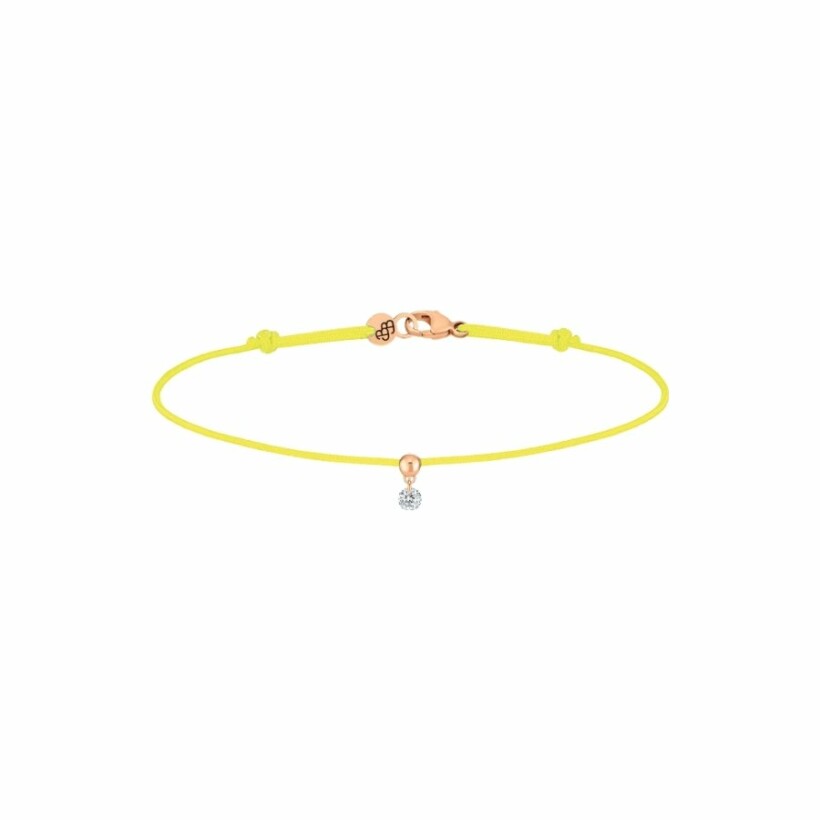 Bracelet sur cordon La Brune & La Blonde BB jaune en or rose et diamant de 0.07ct