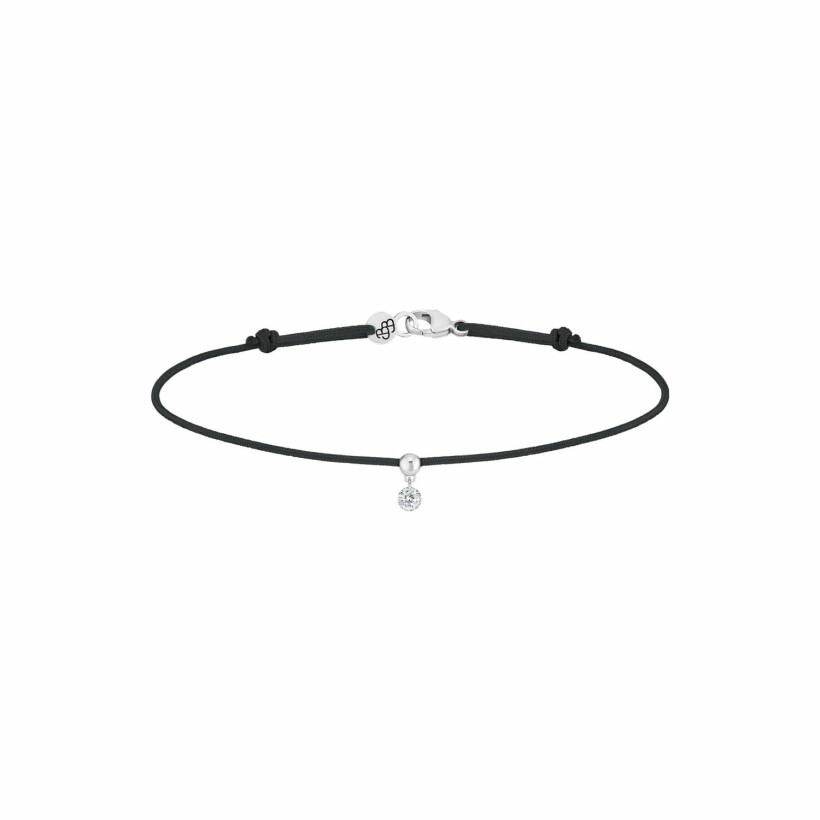 La Brune & La Blonde BB noir cord bracelet, white gold and 0.07ct diamonds