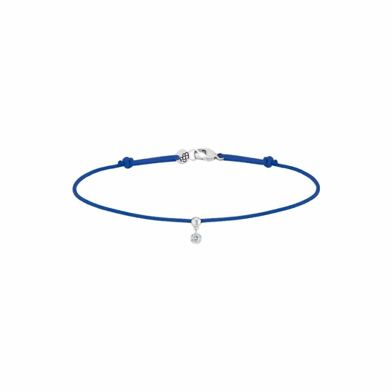 Bracelet sur cordon La Brune & La Blonde  BB bleu en or blanc et diamant de 0.07ct