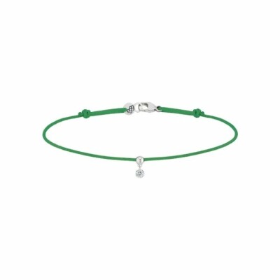 Bracelet sur cordon La Brune & La Blonde BB vert en or blanc et diamant de 0.07ct