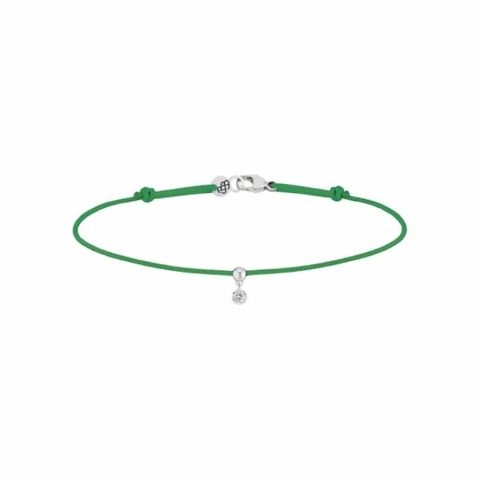 Bracelet sur cordon La Brune & La Blonde BB vert en or blanc et diamant de 0.07ct