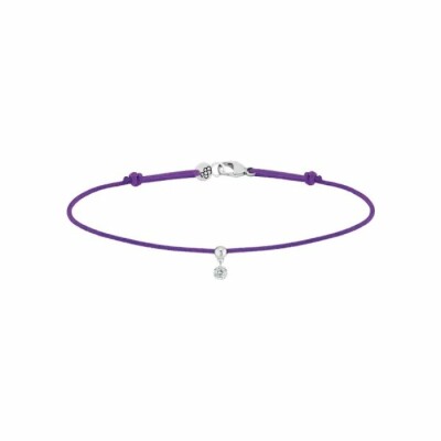 Bracelet sur cordon La Brune & La Blonde BB violet en or blanc et diamant de 0.07ct