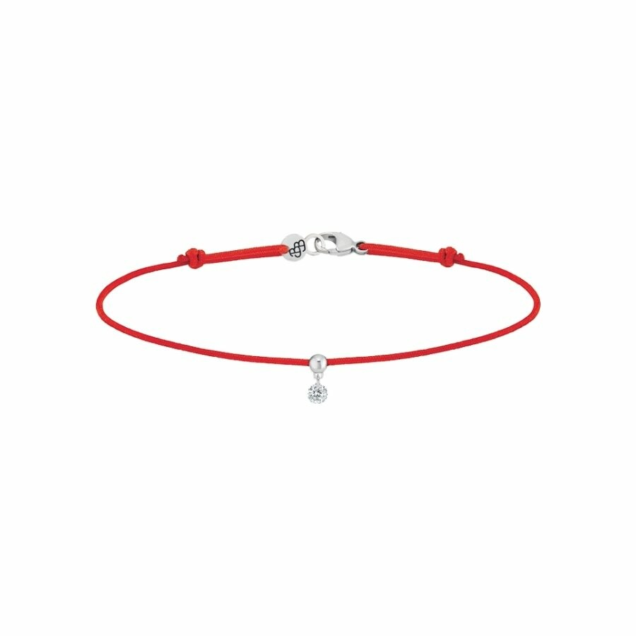 Bracelet sur cordon La Brune & La Blonde BB rouge en or blanc et diamant de 0.07ct