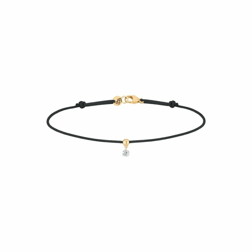 Bracelet sur cordon La Brune & La Blonde BB noir en or jaune et diamant de 0.07ct