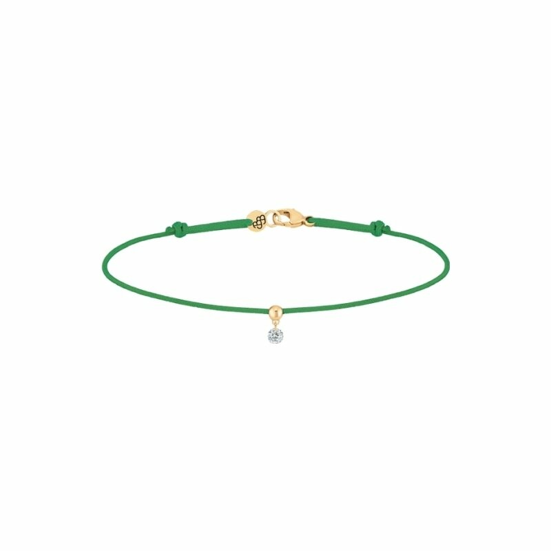 Bracelet sur cordon La Brune & La Blonde BB vert en or jaune et diamant de 0.07ct