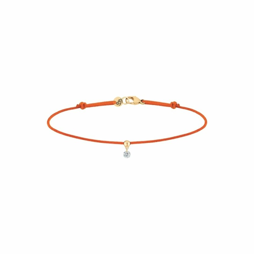 Bracelet sur cordon La Brune & La Blonde BB orange en or jaune et diamant de 0.07ct