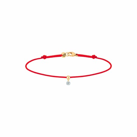 Bracelet sur cordon La Brune & La Blonde BB rouge en or jaune et diamant 0.07ct 