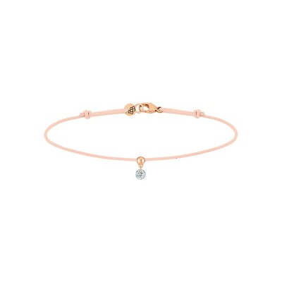 Bracelet sur cordon La Brune & La Blonde BB en or rose et diamant de 0.10ct