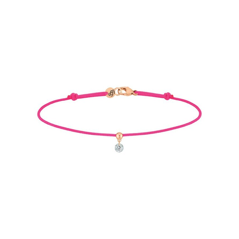 Bracelet sur cordon La Brune & La Blonde BB en or rose et diamant de 0.10ct