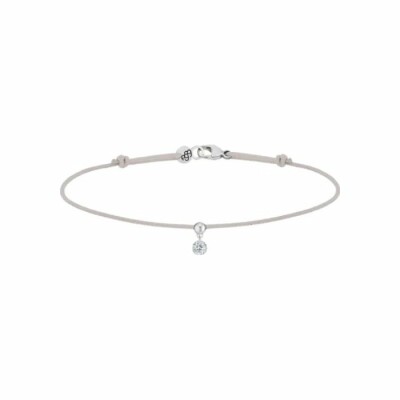 Bracelet sur cordon La Brune & La Blonde BB gris en or blanc et diamant de 0.1ct