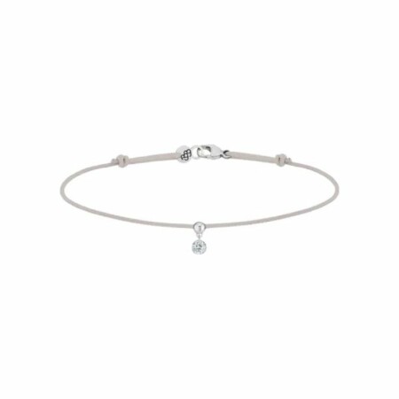 La Brune & La Blonde BB grey cord bracelet, white gold and 0.1ct diamond