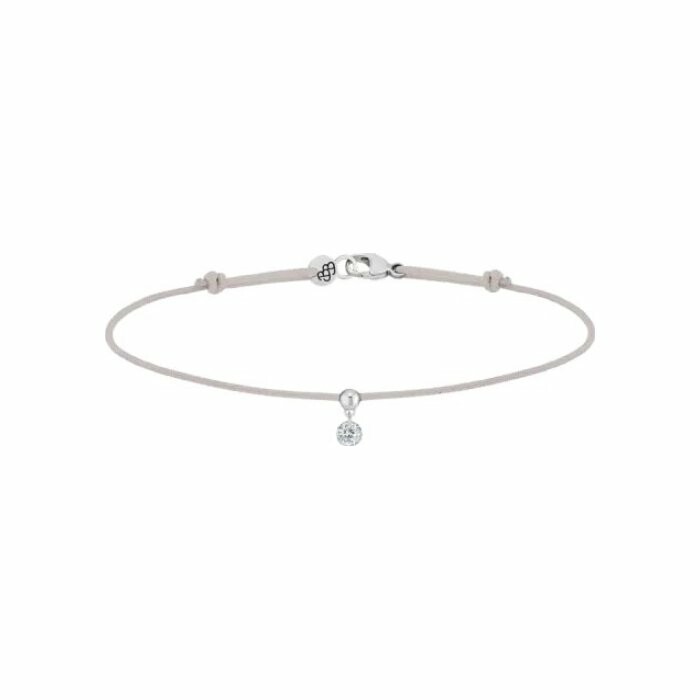 La Brune & La Blonde BB grey cord bracelet, white gold and 0.1ct diamond