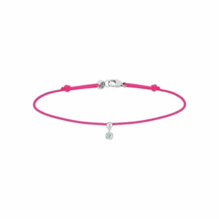 La Brune & La Blonde BB pink fluorescent cord bracelet, white gold and 0.1ct diamond