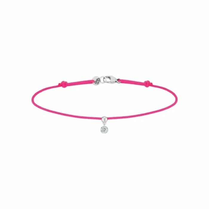 La Brune & La Blonde BB pink fluorescent cord bracelet, white gold and 0.1ct diamond