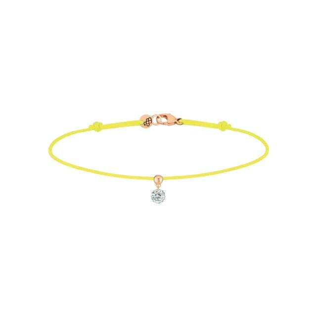 Bracelet sur cordon La Brune & La Blonde BB jaune en or rose et diamant de 0.15ct
