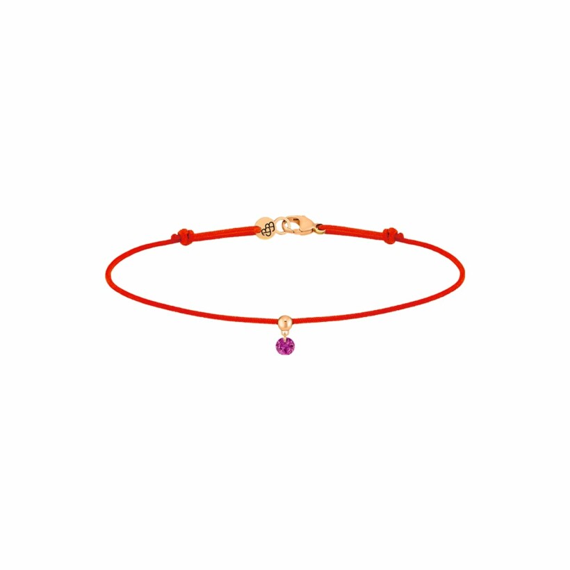 Bracelet sur cordon La Brune & La Blonde BB rouge en or rose et rubis 0.15ct