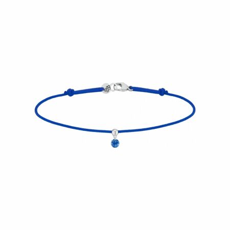 Bracelet sur cordon La Brune & La Blonde BB Cord bleu en or blanc et saphir 0.15ct