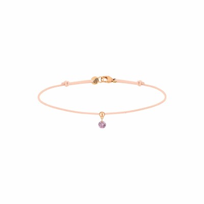 Bracelet sur cordon La Brune & La Blonde BB nude en or rose et saphir rose 0.14ct