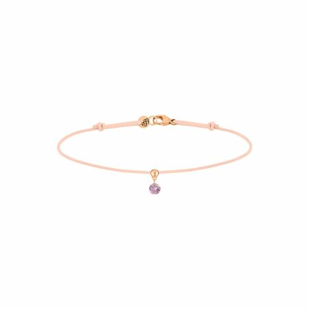 Bracelet sur cordon La Brune & La Blonde BB nude en or rose et saphir rose 0.14ct