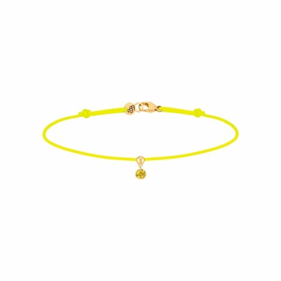 Bracelet La Brune & La Blonde BB en or jaune, cordon en tissu jaune et saphir jaune 0.15ct