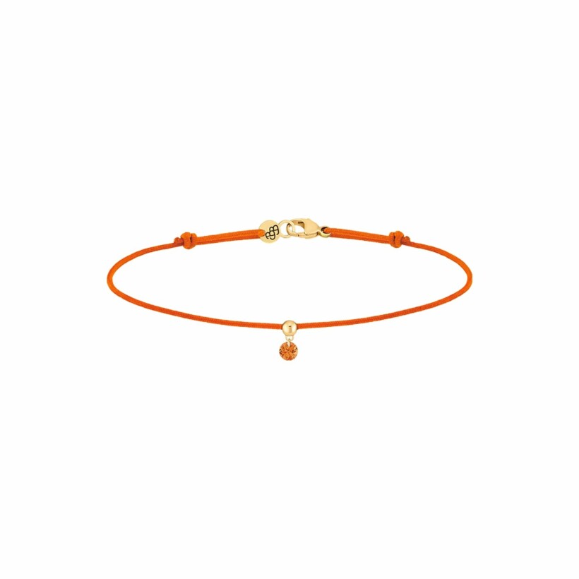 Bracelet sur cordon La Brune & La Blonde BB orange en or jaune et saphir orange 0.15ct
