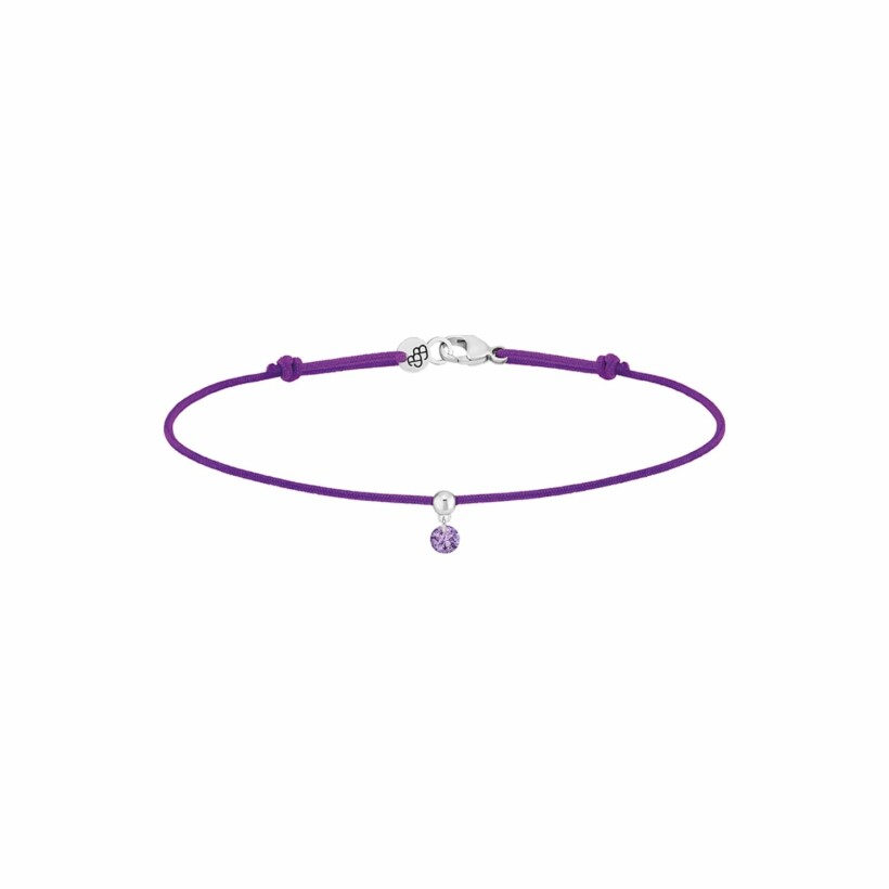 Bracelet sur cordon La Brune & La Blonde BB violet en or blanc et amethyste violette 0.10ct