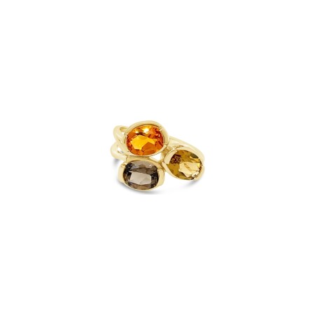 Bague Gringoire Joaillerie intemporelles  en or jaune, quartz et citrine