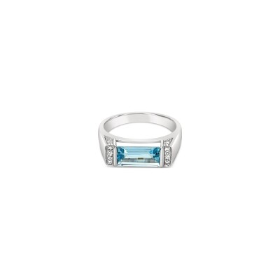 Bague Gringoire Joaillerie en or blanc, topaze bleue et diamants