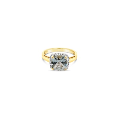 Bague Gringoire Joaillerie en or jaune et aigue-marine